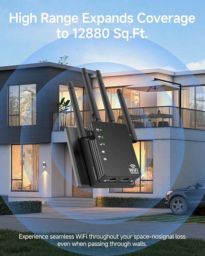 WiFi Extender Signal Booster 1200Mbps, Long Range Extender - Image 5