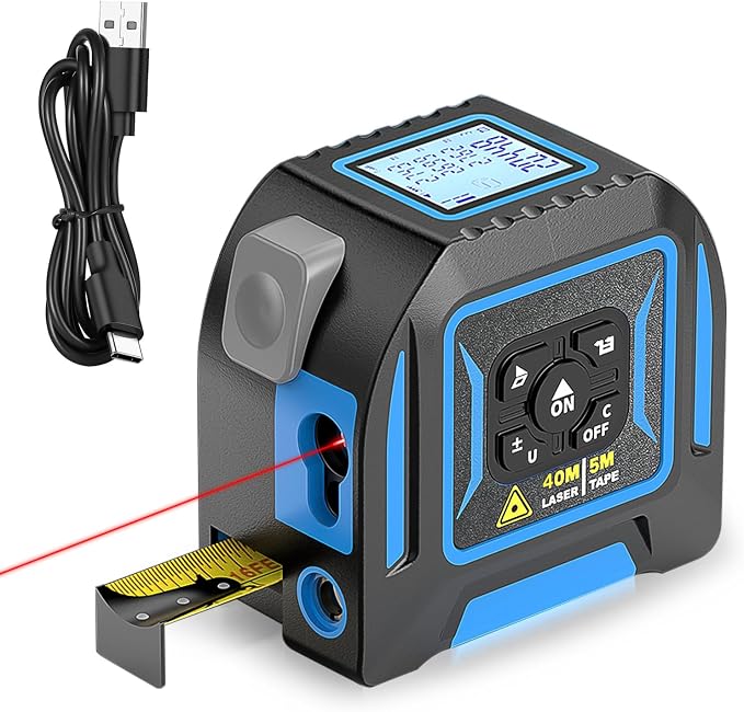 2-in-1 Laser Tape Measure, 130 Ft Laser Distance Meter and 16 Ft Self-Locking by Lytool