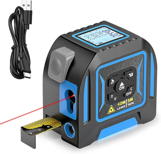 2-in-1 Laser Tape Measure, 130 Ft Laser Distance Meter and 16 Ft Self-Locking by Lytool