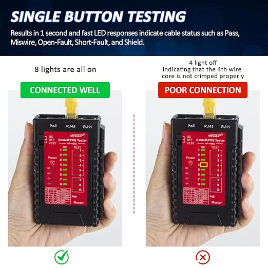 NF468S Network Cable Tester, RJ11 RJ12 RJ45 Ethernet Tester - Image 3