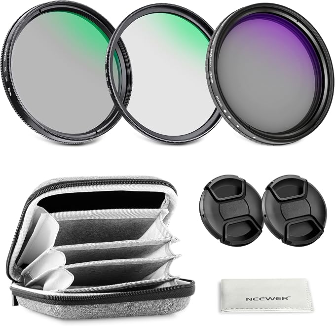 NEEWER 72mm Variable ND + CPL + UV Filter Kit by Neewer