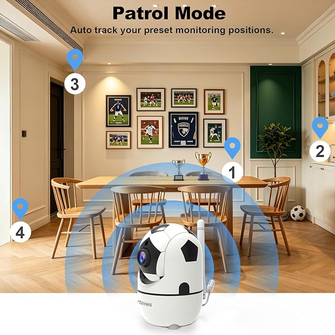 VTimes 1080P Pan/Tilt Indoor Camera Wireless, WiFi Cameras - Image 3