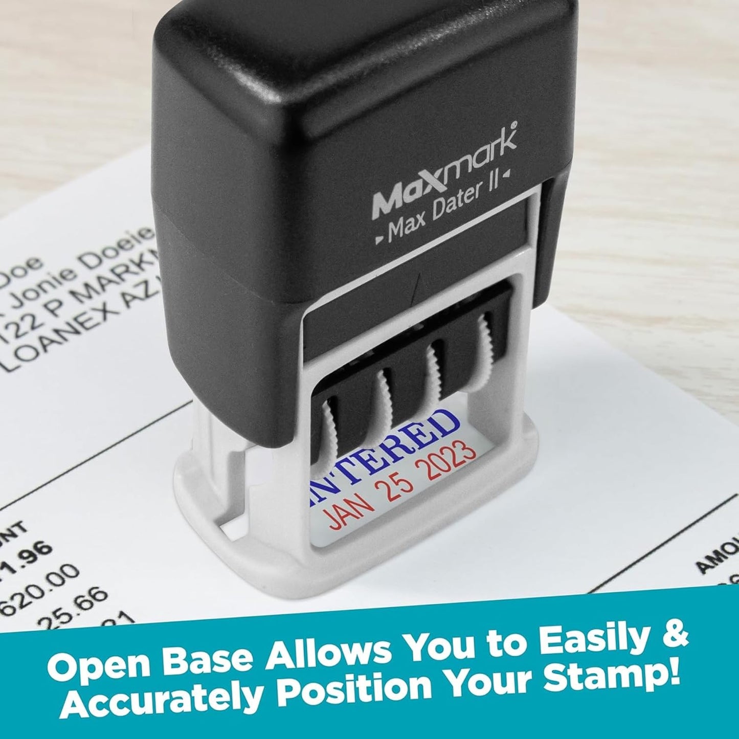 MaxMark Self-Inking Rubber Date Office Stamp with E-MAILED Phrase & Date - Blue Ink (Max Dater II), 12-Year Band