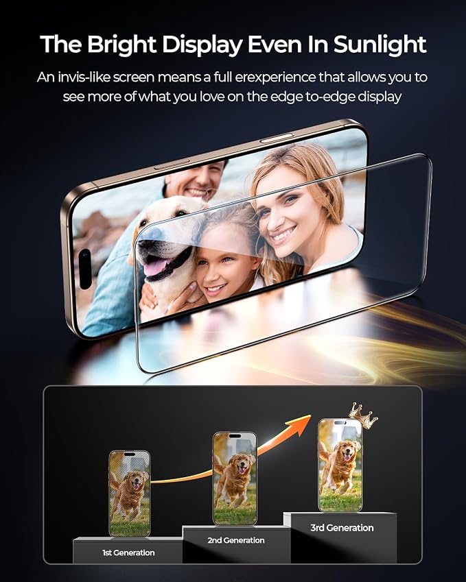 MRGLAS 4-Pack TOP 9H+ Glass for iPhone 16 Pro Max Privacy Screen Protector - Image 8