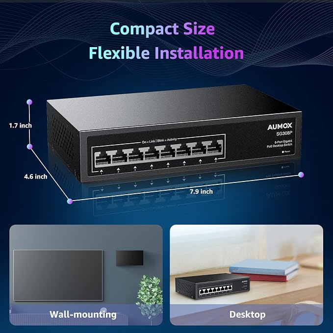 8 Port Gigabit PoE Switch, 8 Port PoE 120W, Gigabit Ethernet Unmanaged Network - Image 7