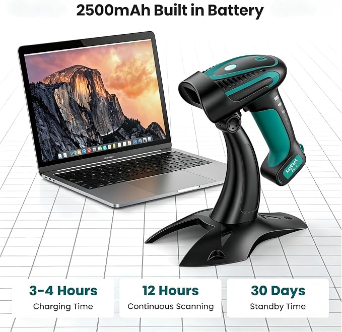 Wireless Barcode Scanner with Stand, Industrial 1D 2D QR Bluetooth Barcode - Image 5