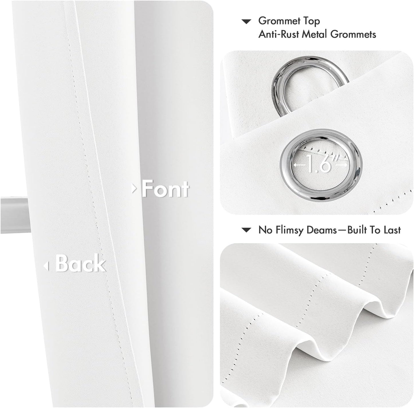 MIULEE Short Curtains for Windows - Pure White Half Window Curtains Thermal Insulated Privacy Drapes for Kitchen Bedroom Bathroom Grommet Top Small Basement Tiers W40 x L36 Inch 2 Panels