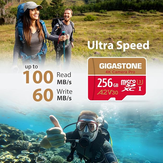 【5-Years Data Recovery】 GIGASTONE 256GB Memory Card 2 Pack 4K Pro Camera - Image 2