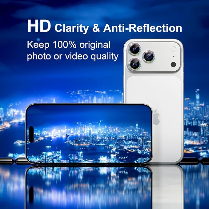 Misea Compatible for iPhone 17 Pro/iPhone 17 Pro Max Camera Lens Protector Bling - Image 4