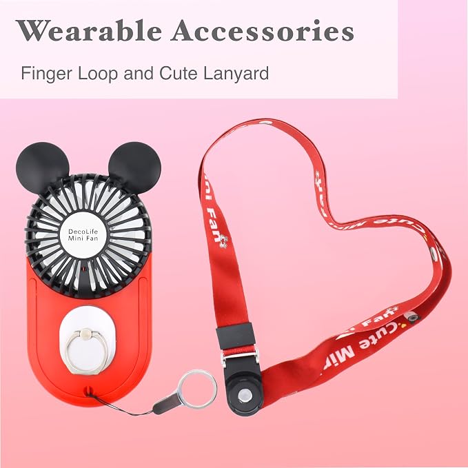 Cute Handheld Mini USB Fan, Rechargeable Portable Fan, 3 Adjustable Speeds and - Image 4