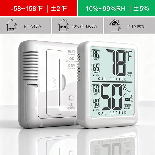 Antonki Room Thermometer, Digital Small Hygrometer Indoor Thermometer Humidity - Image 6