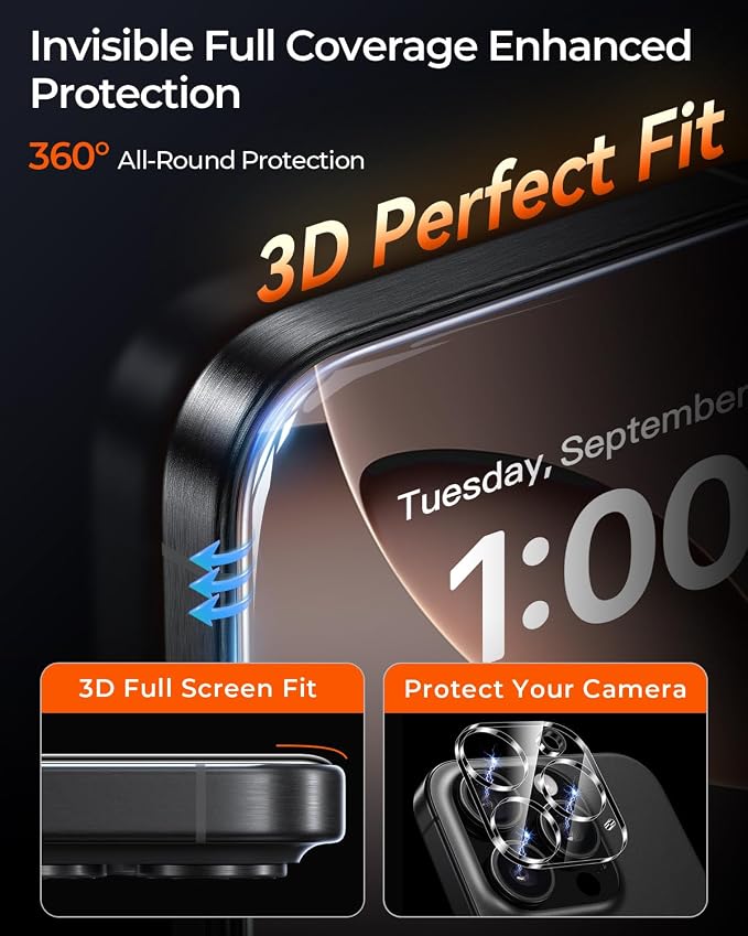 MRGLAS TOP 9H+ Glass 2+2 Packs for iPhone 16 Pro Privacy Screen Protector 6.3'' - Image 4