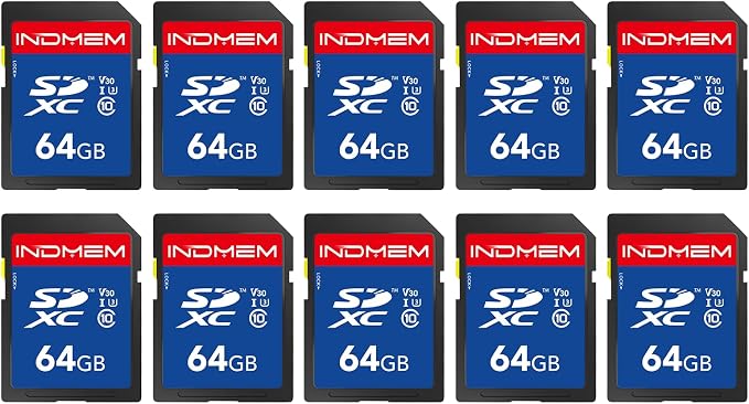 SD Card 64GB 10pack, High Speed up to 90M/S SDXC UHS-I Memory Cards, Full HD & by elecacc