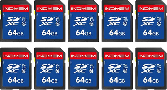 SD Card 64GB 10pack, High Speed up to 90M/S SDXC UHS-I Memory Cards, Full HD & by elecacc