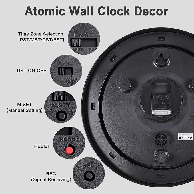 Atomic Outdoor Wall Clock 18 Inch Sealed Outdoor Waterproof Clock - Image 8