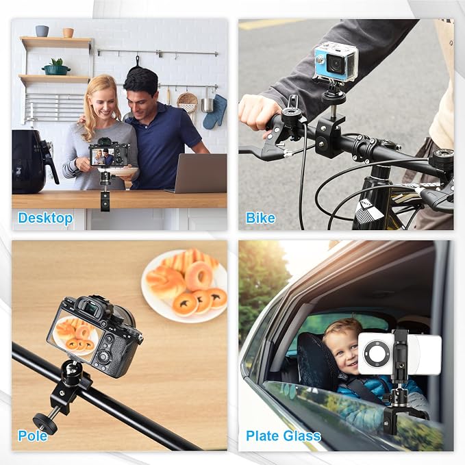UTEBIT Super Clamp Mount with Mini Ball Head Mount, 1/4 Screw Hot Shoe Adapter - Image 8