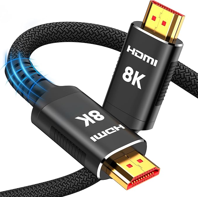 Snowkids 8K HDMI 2.1 Cable 20 ft, Non-Slip Nylon Braided, 48Gbps Ultra by Snowkids