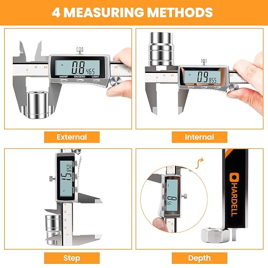HARDELL Digital Caliper 8 Inch, Rechargeable All Metal Electronic Micrometer - Image 7