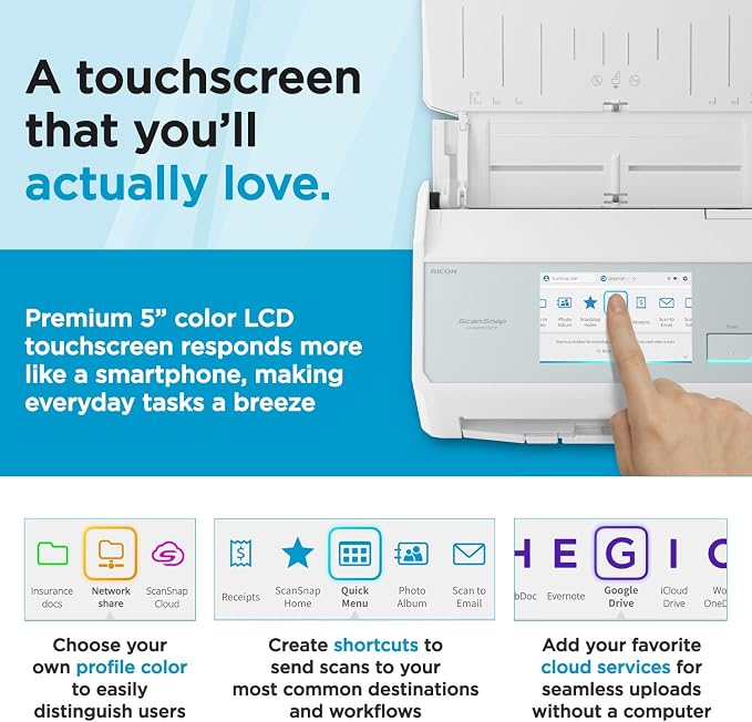 ScanSnap iX2500 Wireless or USB High-Speed Cloud Enabled Document, Photo & - Image 5
