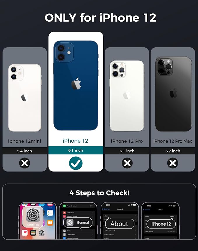 Goton for iPhone 12 Case with Privacy Tempered Glass Screen Protector & Camera - Image 2
