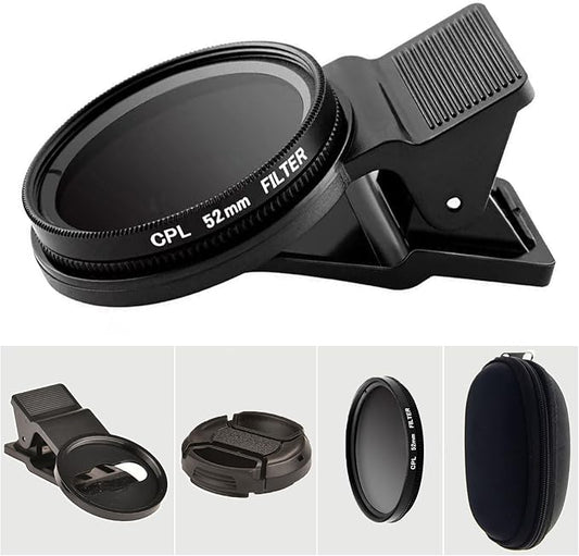 52mm CPL Polarized Phone Camera Lens, Universal Clip On CPL Phone Filter Lens by VLUOO