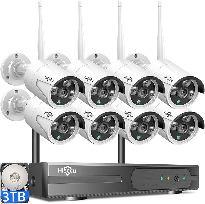 【16CH Expandable】Hiseeu Home Security Camera System, 24/7 Recording, Wired by Hiseeu