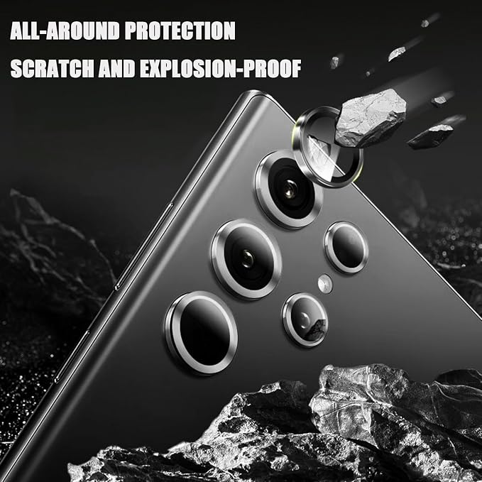 2 Pack Camera Lens Protector for Samsung Galaxy S24 Ultra, 9H Tempered Glass - Image 3