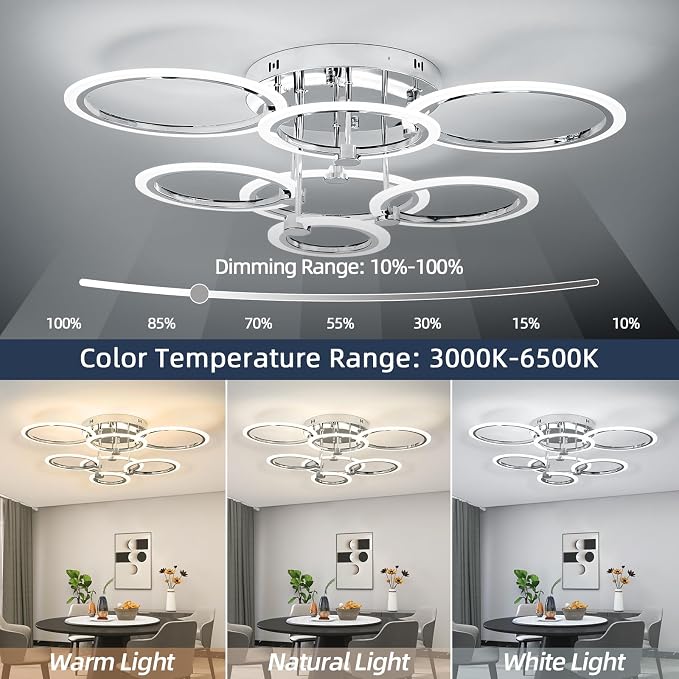 7-Ring Modern LED Flush Mount Ceiling Light - Image 2
