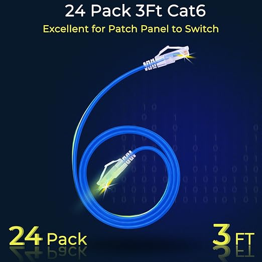Rapink Patch Cables Cat6/ Cat6a 3ft Slim, Cat6a Ethernet Patch Cable 10G Support - Image 2