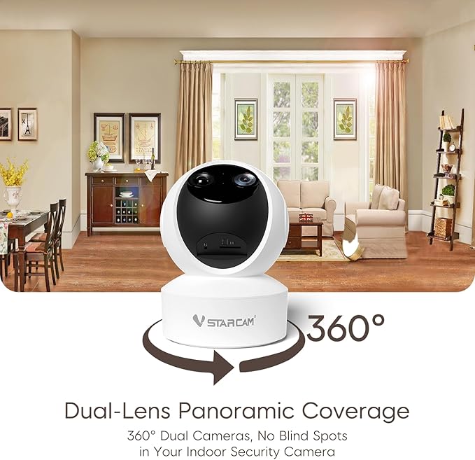 VSTARCAM 2K Dual Lens Indoor Security Camera, 10X Hybrid Zoom WiFi Camera - Image 4