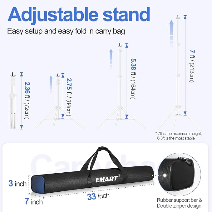 EMART Backdrop Stand 10x7ft Photo Studio Adjustable Background Stand Support kit - Image 3