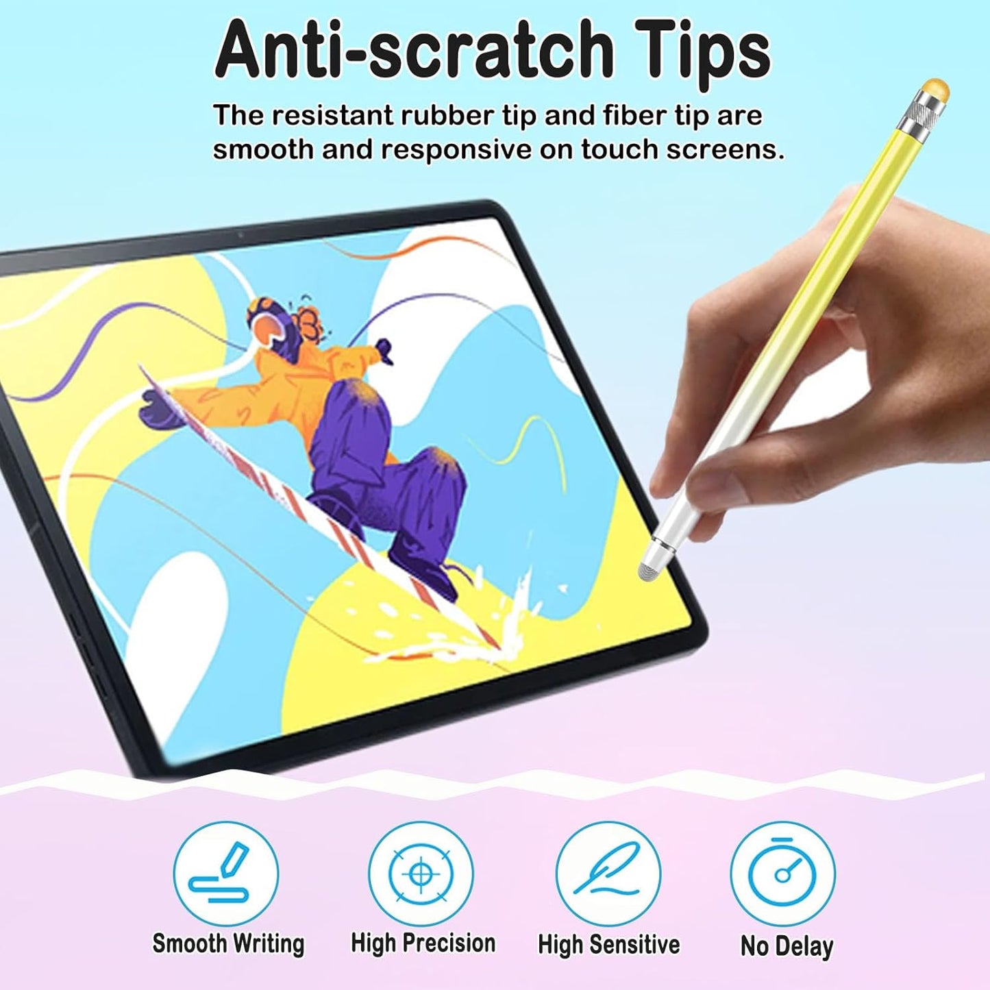 Stylus Pens for Touch Screens with 8 Extra Tips High Sensitivity & Precision Tablet Pen(4pcs),2 in 1 Stylus for iPad Compatible with All Devices