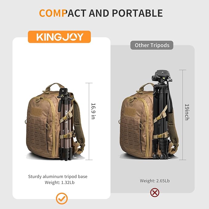 KINGJOY 71" Camera Tripod, Lightweight Travel Tripod - Image 6