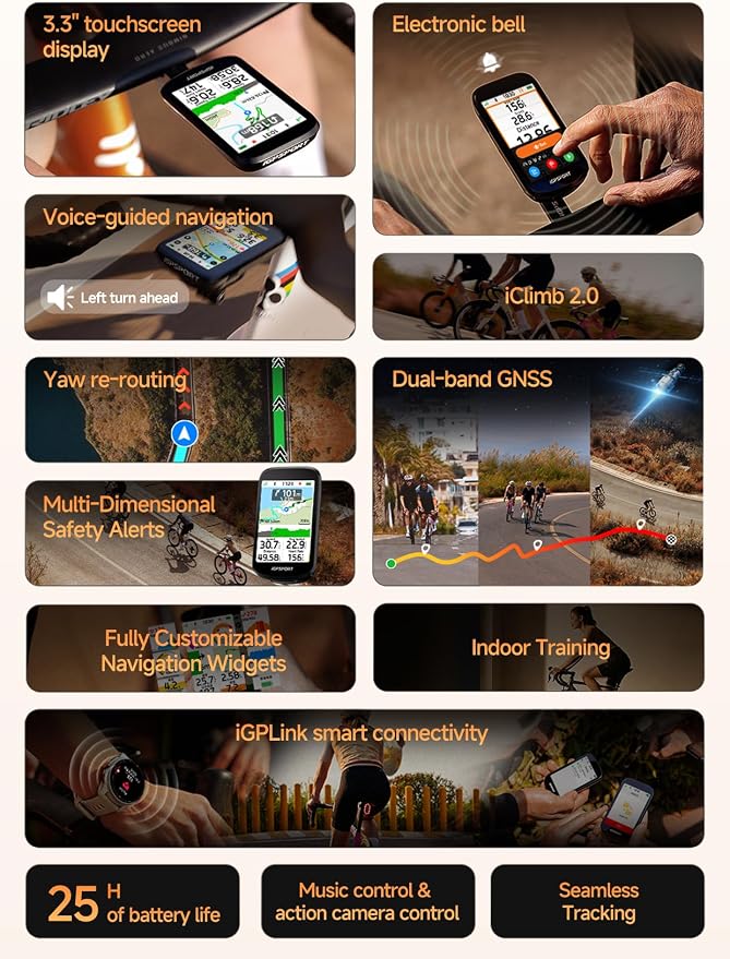 iGPSPORT BSC500 GPS Bike Computer, 3.3'' Touchscreen MAP & Voice Navigation - Image 2