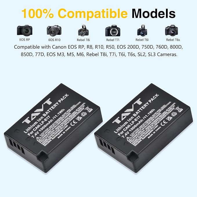 2Pcs 1500mAh LP-E17 Batteries+LED Rapid Dual Charger, Repacement Battery - Image 2