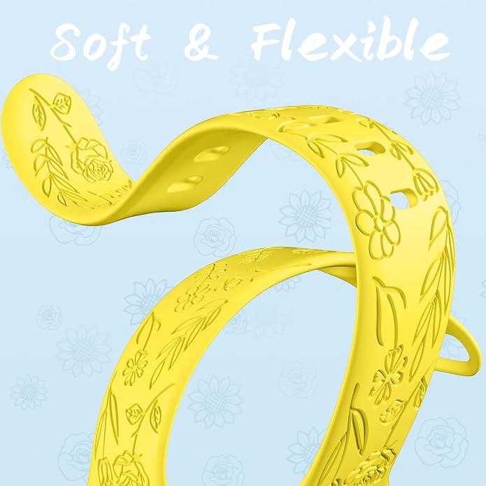 SNBLK 6 Pack Floral Engraved Bands Compatible - Image 5