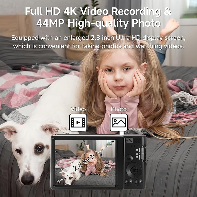 Digital Camera 4K, 2026 Upgrade Black Cameras - Image 3