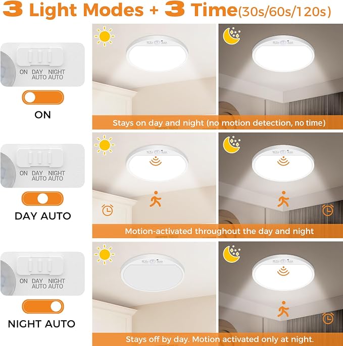 slochi 4Pack Motion Sensor Light Indoor Wired, 12 Inch 3000K/4000K/6500K Closet - Image 4
