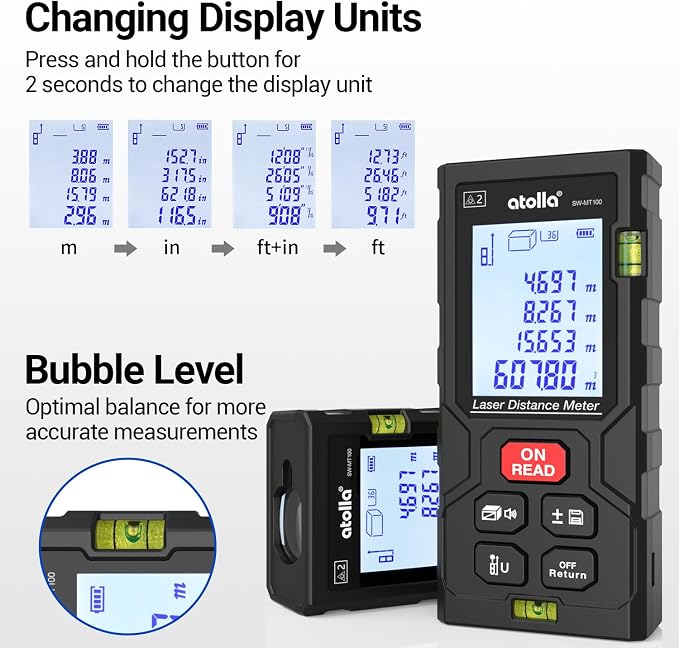 atolla Laser Measure, Digital Laser Distance Meter - Image 6