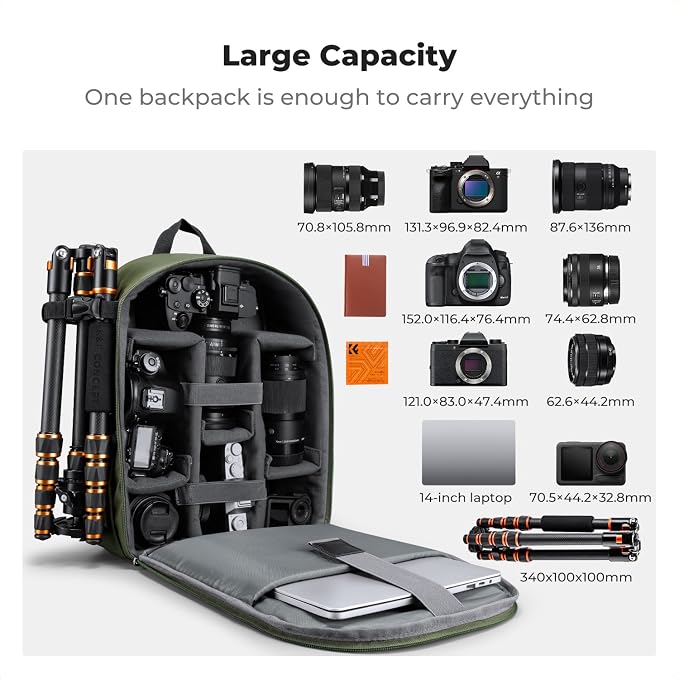 K&F CONCEPT Camera Bag Backpack, Professional DSLR/SLR/Mirrorless Camera - Image 3