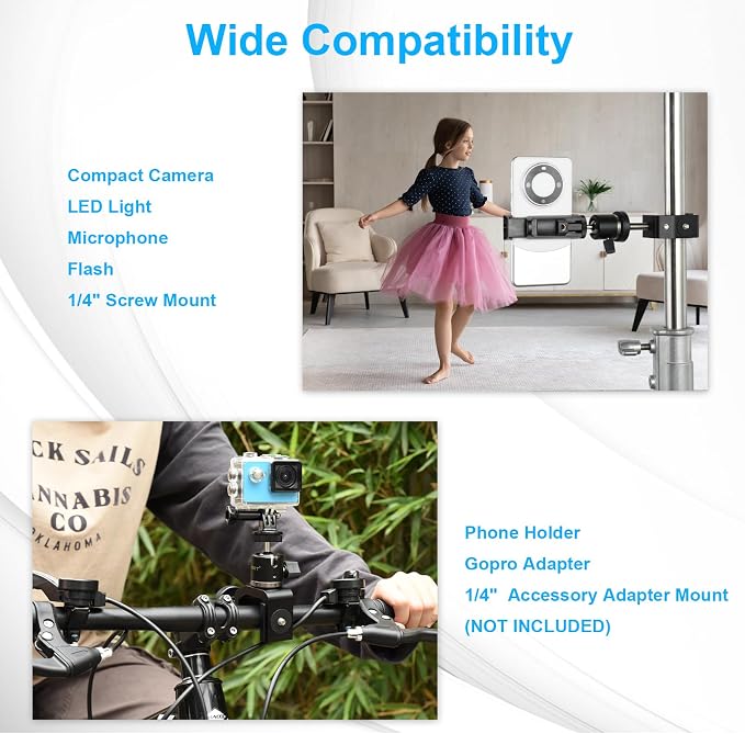 UTEBIT Super Clamp Mount with Mini Ball Head Mount, 1/4 Screw Hot Shoe Adapter - Image 7