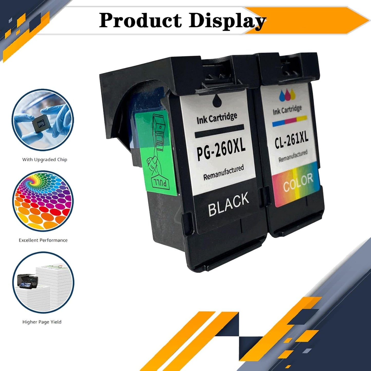 PG-260XL CL-261XL PG260 PG-260 CL261 CL-261 Ink Cartridges, Compatible for Canon TS6420a TS6420 TR7020a TR7020 TS5320 All in One Printers【High Print Volume with Chip Color*1