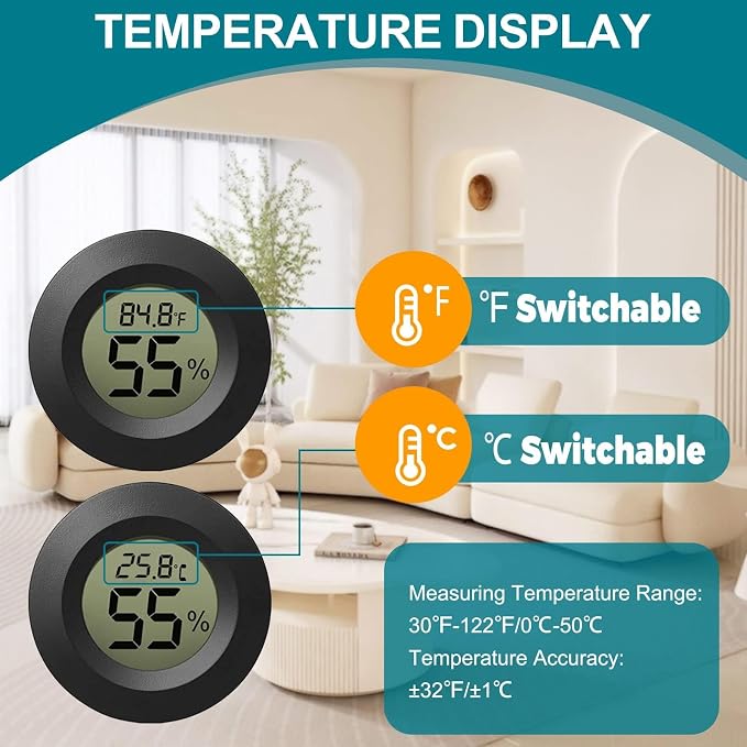 EEEKit Hygrometer Thermometer, 3 Pack LCD Monitor Indoor Humidity Meter - Image 5