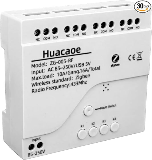 Zigbee 4CH AC 85-250V Relay Smart Switch Module, Wireless APP Remote Control by Unknown