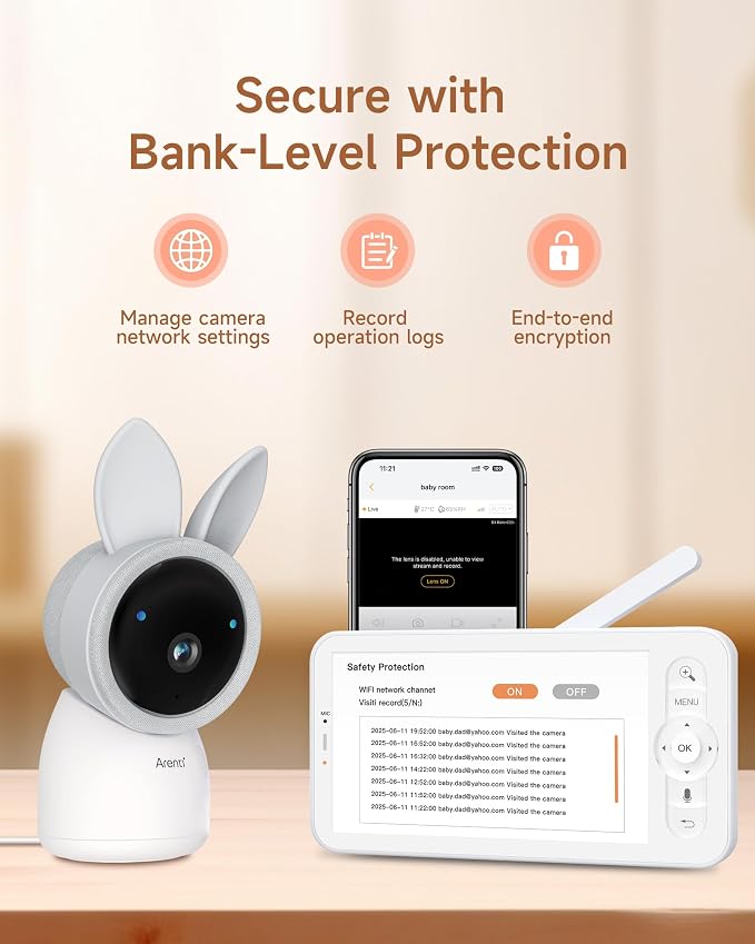 ARENTI 5-Inch Wireless Baby Monitor Display, Parent Unit - Image 7