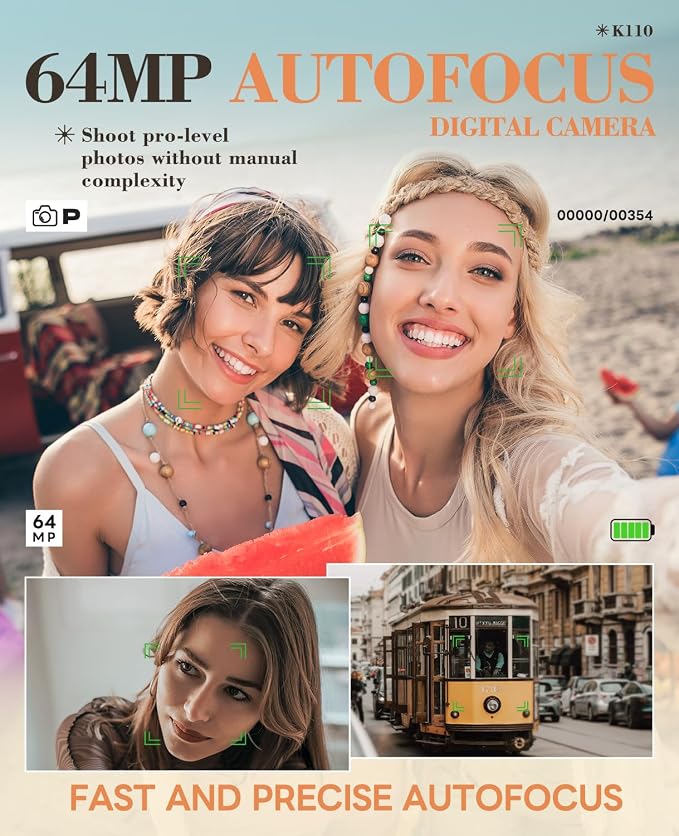 True 5K 64MP Digital Camera for Photography, Autofocus 18X Zoom, Comes - Image 3