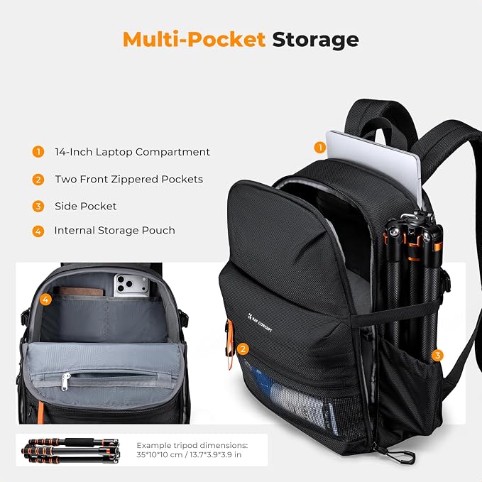 K&F CONCEPT Ultra Lightweight Camera Backpack, 25L Camera Bag - Image 4