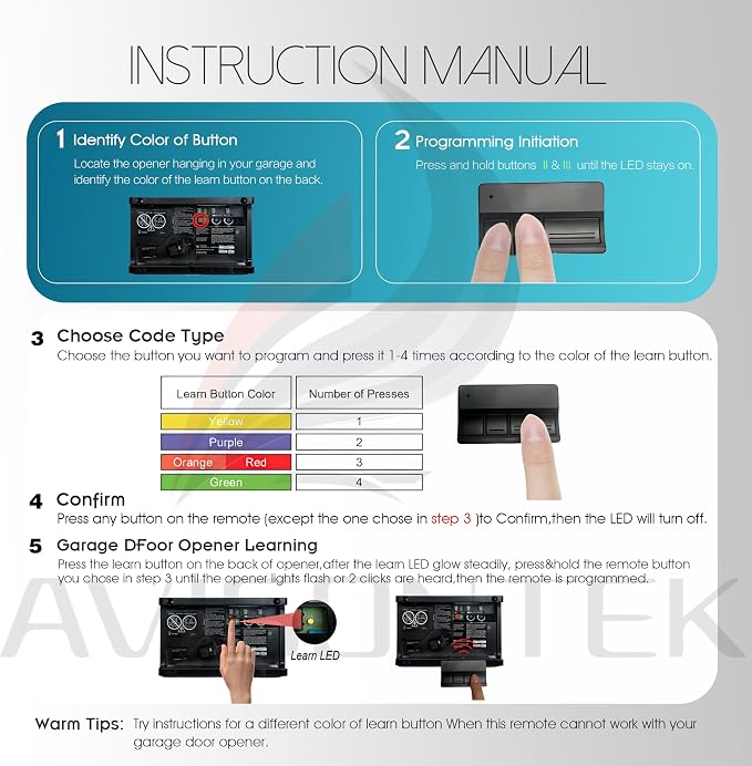 Avisontek 2-Pack for LiftMaster Chamberlain Craftsman Universal Garage Door - Image 9