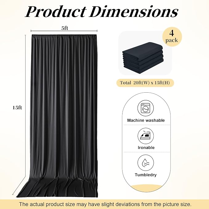 20ft x 15ft Black Backdrop Curtains - Image 6