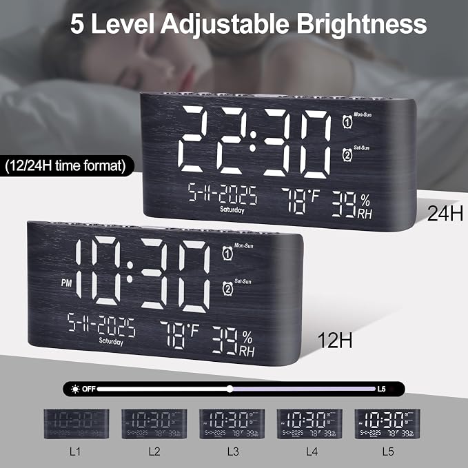 PPLEE 8.7inch Digital Alarm Clock - Image 6
